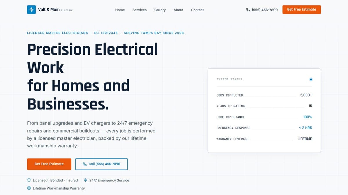 Volt & Main Electric – Web Application